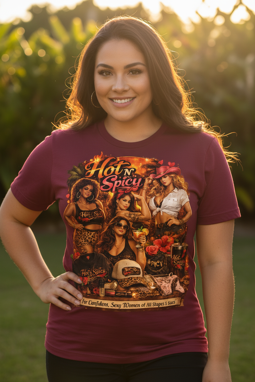 Hot N Spicy Burgundy Tee Front