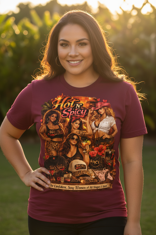 Hot N Spicy Burgundy Tee Front