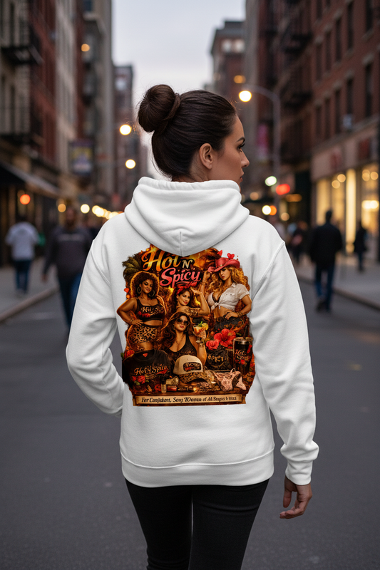 Hot N Spicy White Hoodie Back