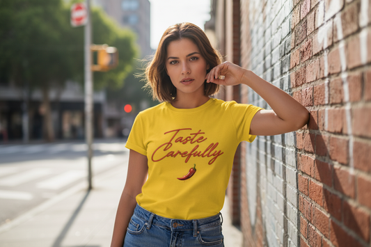 Taste Carefully Yellow T-Shirt Mockup