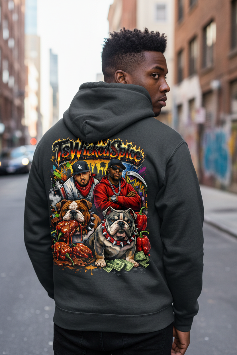 TsWickedSpice Bulldogs Dark Grey Hoodie Back