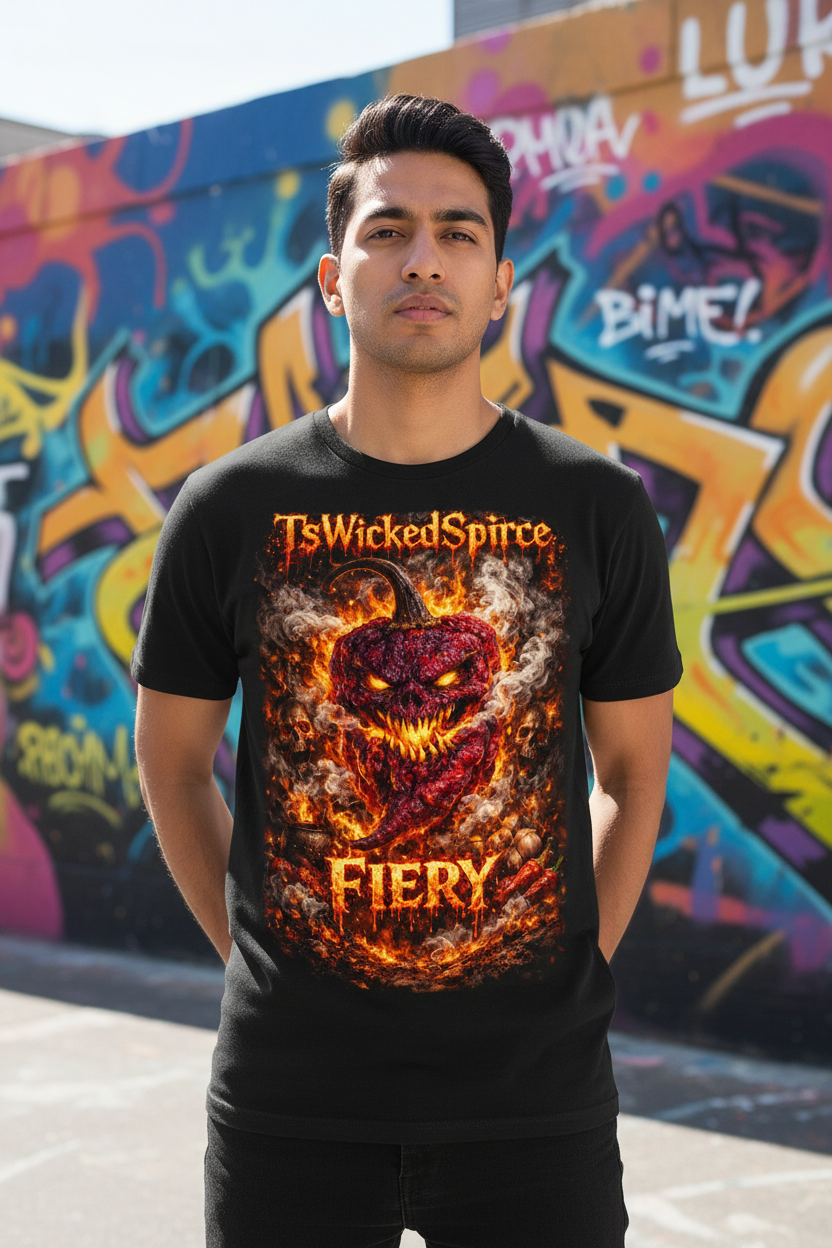 TsWickedSpice FIERY Black Tee Graffiti