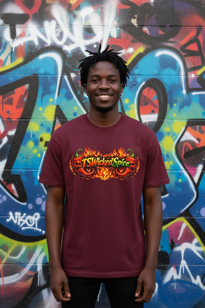 TSWickedSpice Maroon Tee Graffiti African Man