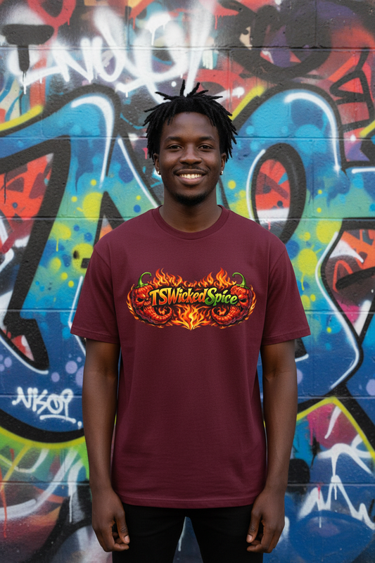 TSWickedSpice Maroon Tee Graffiti African Man